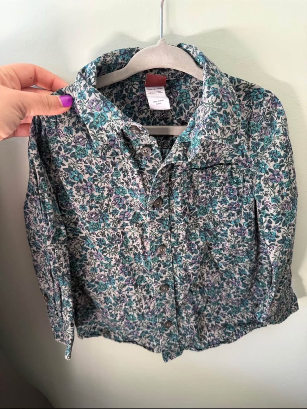 Tea Collection Teal Purple Floral Button-Up Shirt